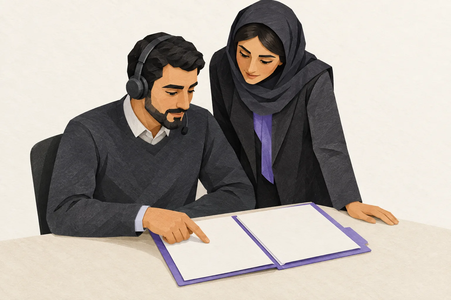 تصویرسازی مفهومی انتقال زمینهٔ رسیدگی میان دو همکار پشتیبانی